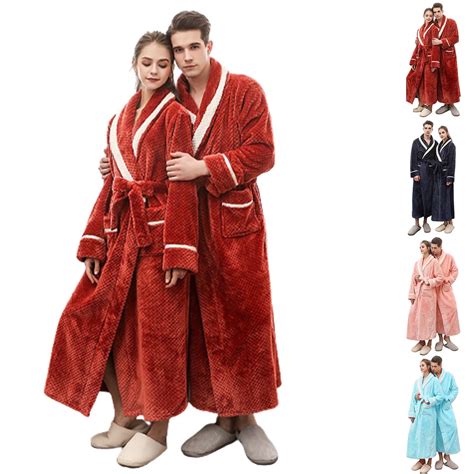 Bathrobes for Women Long Length Cotton His and Hers Robes Flannel Long ...