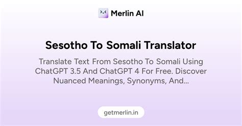 Sesotho to Somali Translator
