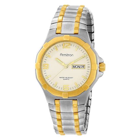 Armitron Men's 204049WHT Two-Tone Stainless Steel Round Expansion Band ...