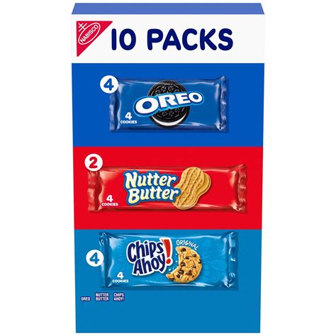 Nabisco Cookie Variety Pack, OREO, Nutter Butter, CHIPS AHOY!, 10 Snack ...