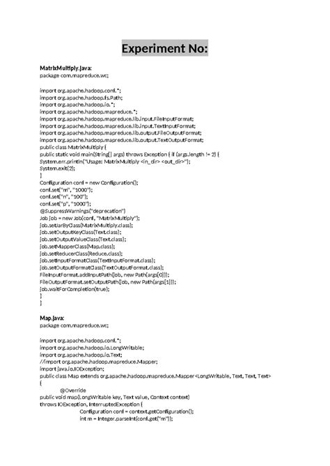 BDA Exp 04: Matrix Multiplication Implementation and Results - Studocu