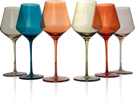 Amazon.com | ASHABEE Colored Wine Glasses Set of 6 - Colorful Wine ...