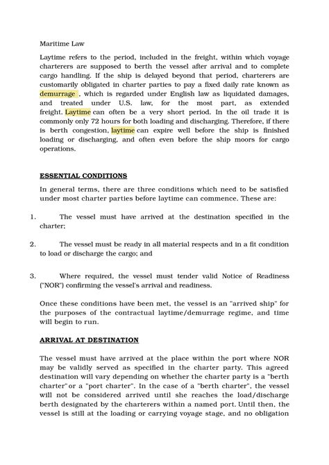 Maritime Law - Maritime Law Laytime refers to the period, included in ...