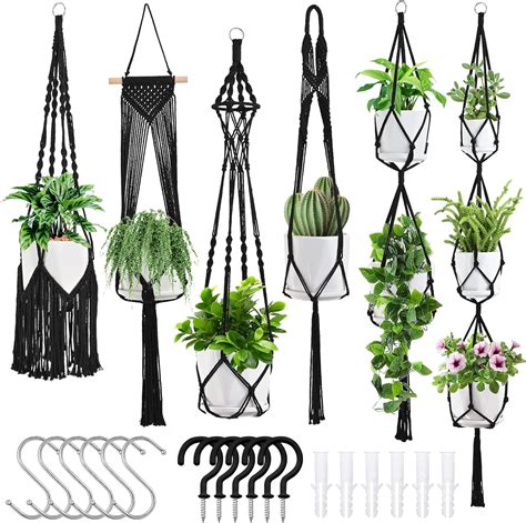 Amazon.com: SFENNGPET Macrame Plant Hangers, 6Pack Hanging Planters for ...