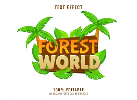Premium Vector | Funny cartoon forest world with wood and palm leaves ...