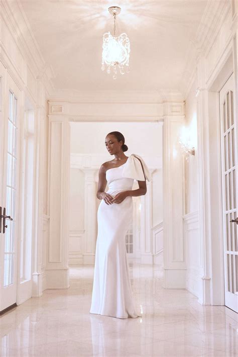 Beige One Shoulder Wedding Dress