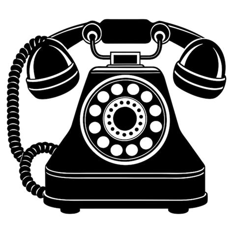 Old rotary telephone silhouette old vintage retro phone silhouette ...
