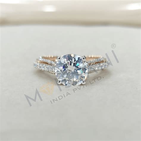 Moissanite Round Shape Ring-LR00268-moissani.in