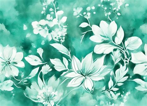 A watercolor turquoise green white flower | Premium AI-generated image