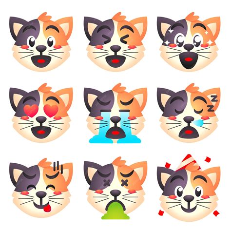 Premium Vector | Cute cat icon emojis