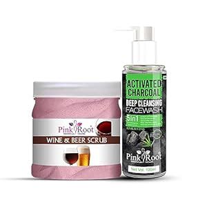 Pink Root Activated Charcoal Deep Cleansing Face Wash 100ml with Wine ...