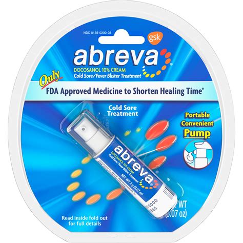 Abreva Docosanol 10% Fever Blister and Cold Sore Treatment, 0.07 Oz ...