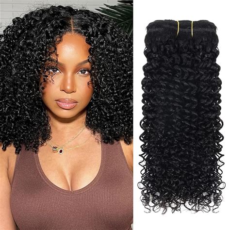 Amazon.com : LANWIUKU Curly Clip in Hair Extensions Real Human Hair 3B ...