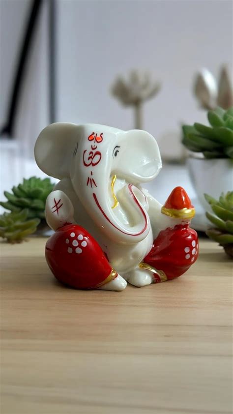 Buy DEVINE Tilak Ganesh Idol for Car Dashboard Small/Medium Marble Idol ...