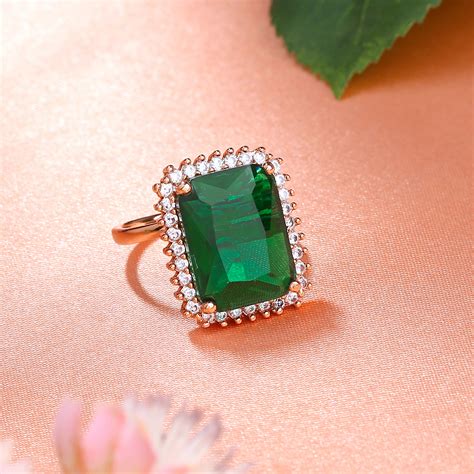 Rose Gold Plated Green CZ Adjustable Finger Ring Women – Estele