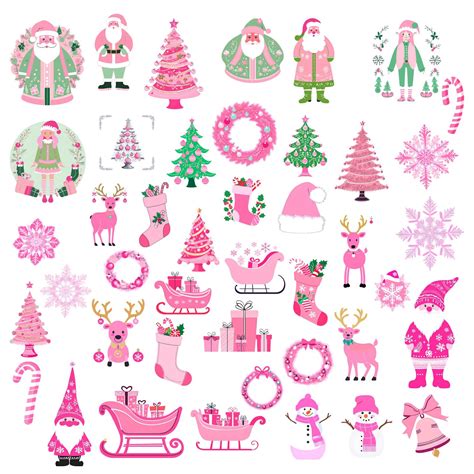 Pink Christmas Clipart Bundle PNG - Etsy