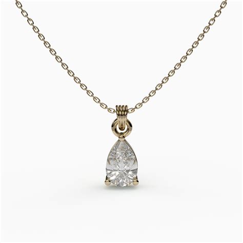 Pear Solitaire Pendant Necklace 925 Sterling Silver – HappyHamp