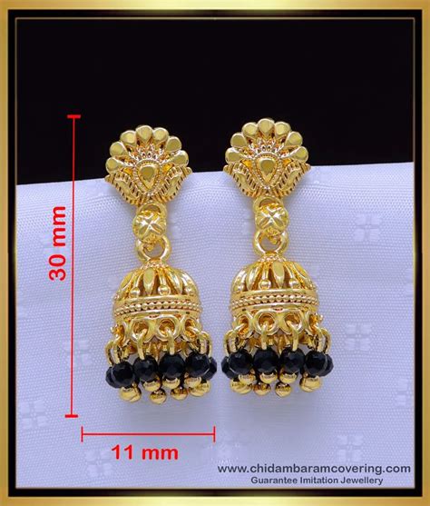 Buy Gold Plated Black Beads Jhumka Earrings Gold Model