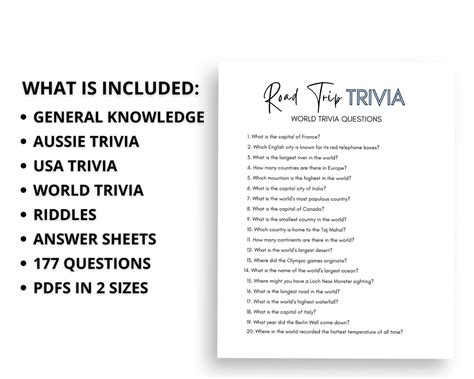 Road Trip Trivia | Printable Road Trip Games | Trivia Questions for ...