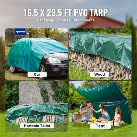 VEVOR PVC Waterproof Tarp 16.5 x 29.5 ft Heavy Duty PVC Tarpaulin with ...
