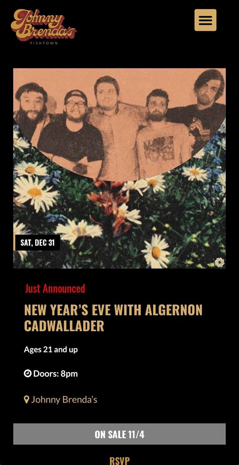 Algernon NYE and NYE eve show at Johnny Brenda's!🎆 : r/Emo