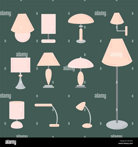 Vector set of different types of indoor lighting pendant, ceiling light ...