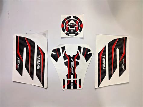 Yamaha R15 V3 Compatible 3D like Tank Pad Combo With Knee Pad Red-Black