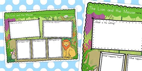 The Lion and the Mouse Story Review Writing Frame - australia