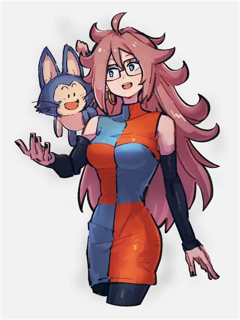 Safebooru - 1girl ahoge android 21 black sleeves blue eyes breasts ...