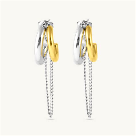 C Hoop Dangling Chain Earrings – PALMONAS