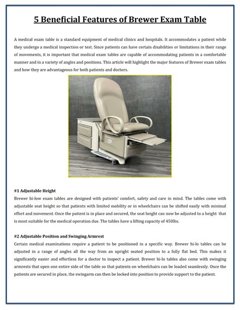 PPT - 5 Beneficial Features of Brewer Exam Table PowerPoint ...