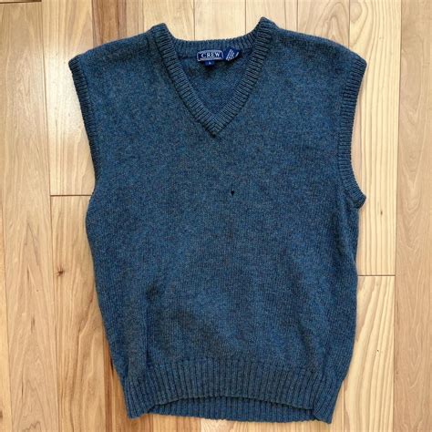 Crew Light Blue Sweater Vest Size L 100% Pure Wool - Depop