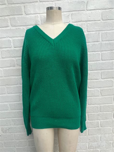 Vintage Green Knit Sweater. Green Holiday Sweater. Christmas Knit ...