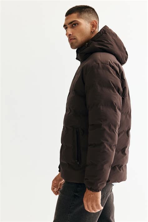 Regular Fit Water-repellent puffer jacket - Dark brown - Men | H&M IN
