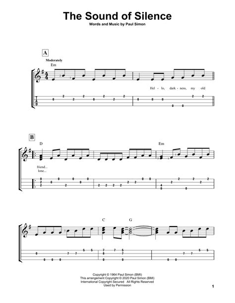 Sound Of Silence Simon And Garfunkel Guitar Tab at Irish Lin blog
