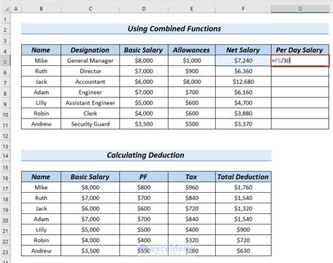 Image result for Excel Formulas for Salary Calculation