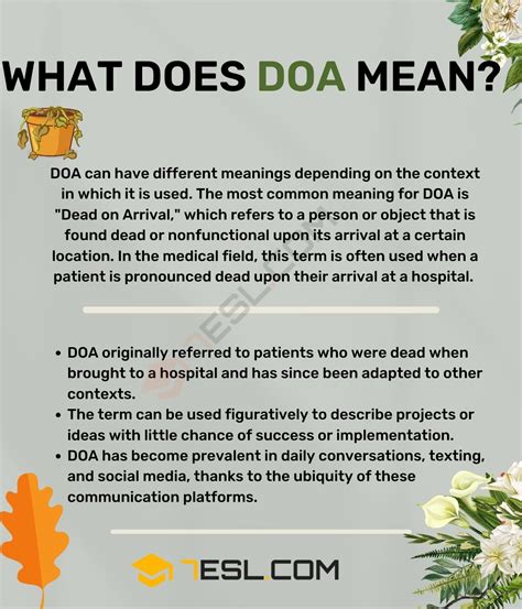 DOA Meaning: What Does DOA Mean? • 7ESL