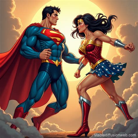 Superman vs Wonder Woman | Stable Diffusion Online