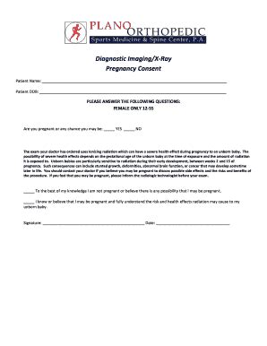 Fillable Online Diagnostic ImagingX-Ray Pregnancy Consent Fax Email ...