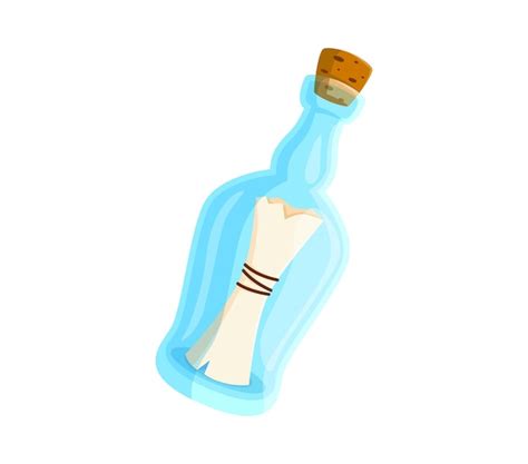 Cartoon bottle with message transparent flask | Premium Vector