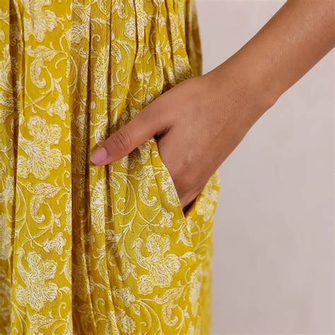 Mustard Yellow Floral Printed Cotton Co-ord set – Vivika Fashion