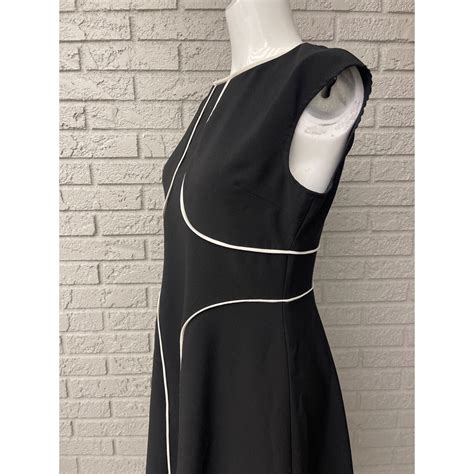 Alfani Petite Black Dress with White Piping Fit & Fla… - Gem