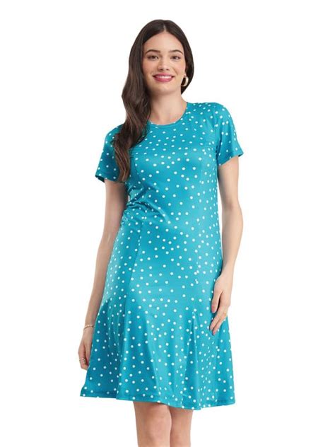 Buy FableStreet Polka Knitted Dress - Teal at Amazon.in