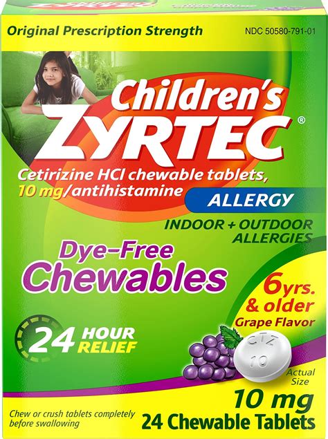 Amazon.com: Zyrtec Children's Dye-Free Chewables for 24 Hour Allergy ...