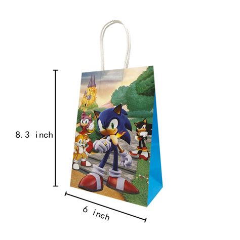 Buy 16 Packs Sonic The Hedgehog Party Gift Bags, Sonic The Hedgehog ...