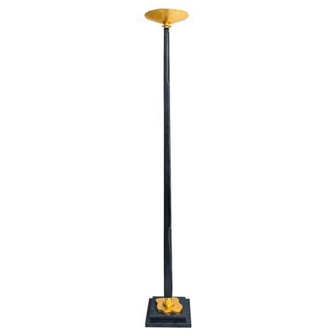 Large Panteon Floor Lamp, Black Plaster Finish with 23K yellow Gold ...