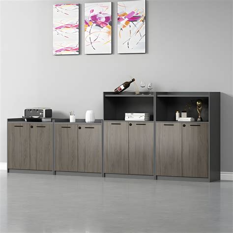 Contemporary Large Filing Cabinet with Shelves - Wood & Locking - 31"L ...