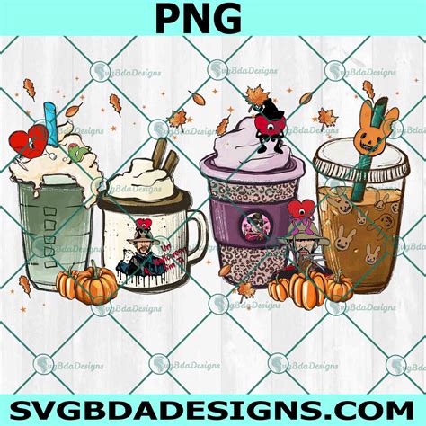 Bad Bunny Halloween Coffee Cups PNG, Bad Bunny PNG