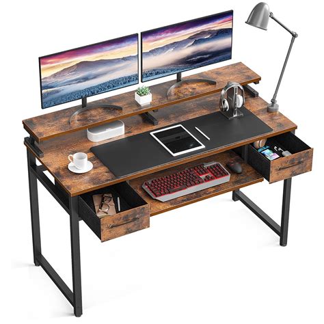 ODK Computer Desk Study Table, 48 Inch Office Desk with Drawers and ...