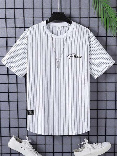 SHEIN Genkimix Kids Teen Boy's Vertical Stripe Short Sleeve T-Shirt for ...